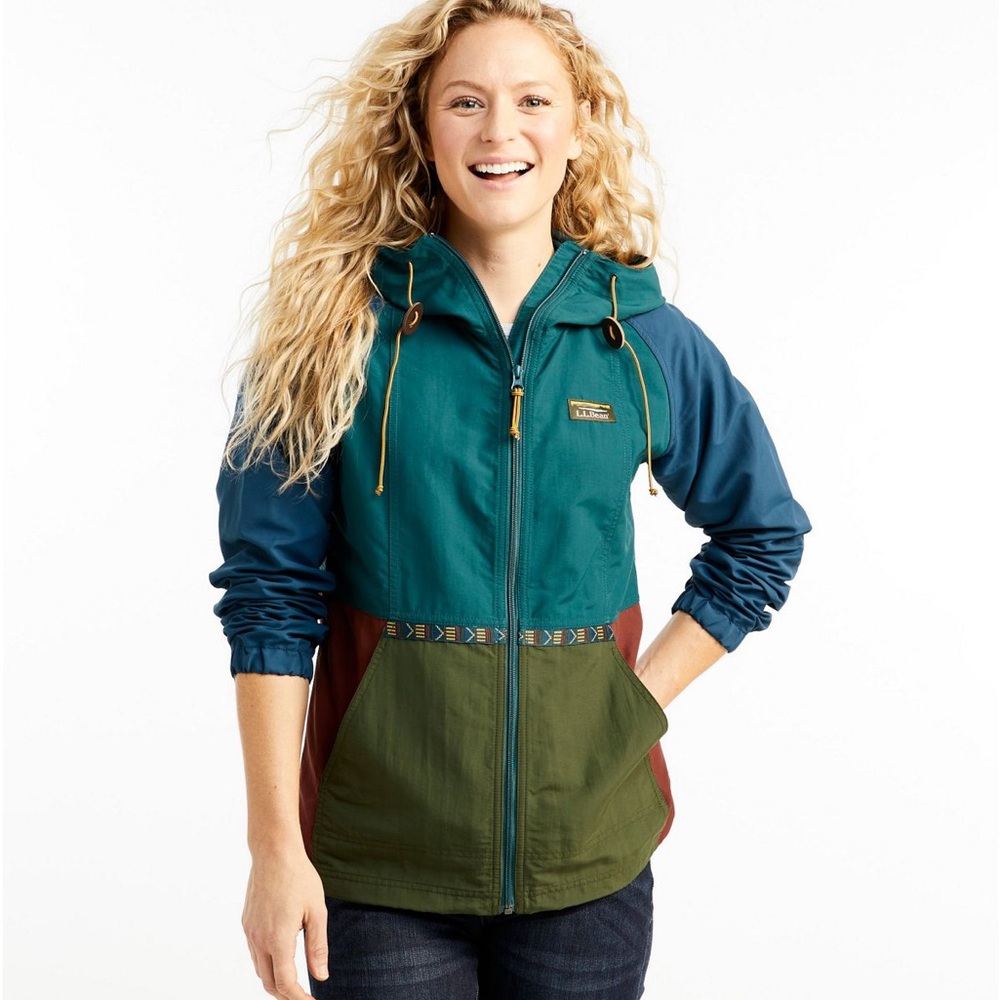 L.L. Bean Teal Outdoor Jacket Mountain Classic color block windbreaker M